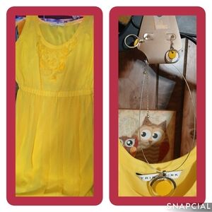 Trina Turk yellow dress With Necklace And Earing Set